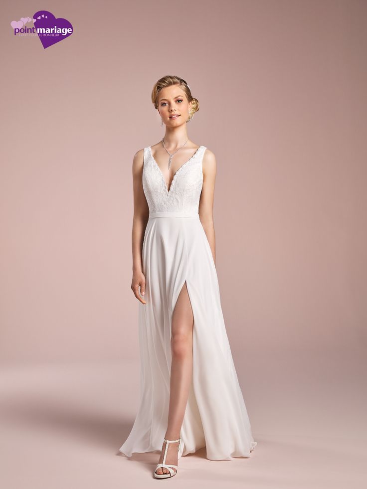 Robe de mariée Coris Point Mariage – Fluide bohème dentelle et mousseline