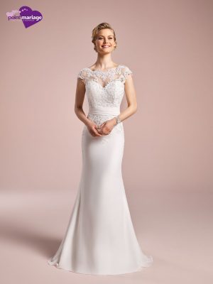 Robe de mariée Gloria Point Mariage – élégance fluide et silhouette raffinée
