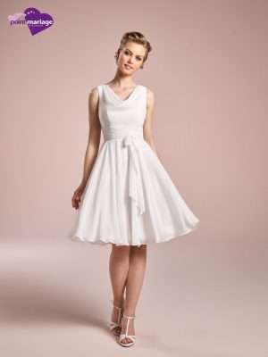 robe de mariée, robe de mariage, robe courte mariée, robe de mariée fluide, robe mousseline, robe civil mariage, robe neuve déstockage, Stock Mariage, robe drapée