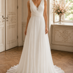 robe de mariée, robe de mariage, robe de mariée fluide, robe bohème, robe en mousseline, robe neuve déstockage, Stock Mariage