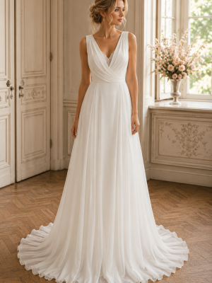 robe de mariée, robe de mariage, robe de mariée fluide, robe bohème, robe en mousseline, robe neuve déstockage, Stock Mariage