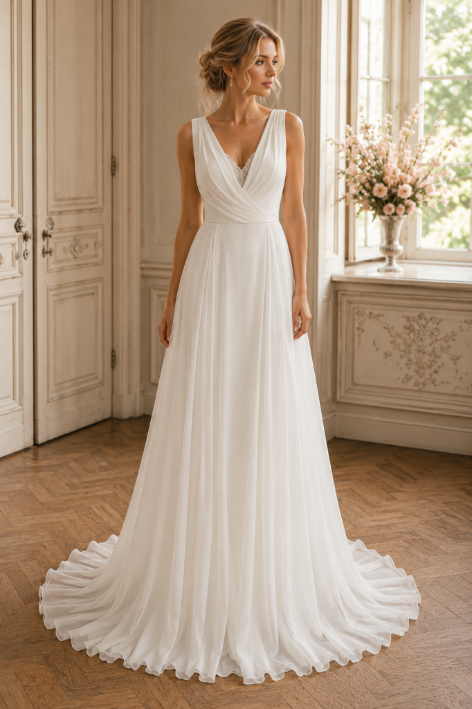 robe de mariée, robe de mariage, robe de mariée fluide, robe bohème, robe en mousseline, robe neuve déstockage, Stock Mariage