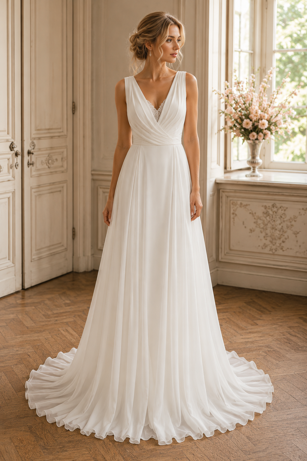 robe de mariée, robe de mariage, robe de mariée fluide, robe bohème, robe en mousseline, robe neuve déstockage, Stock Mariage